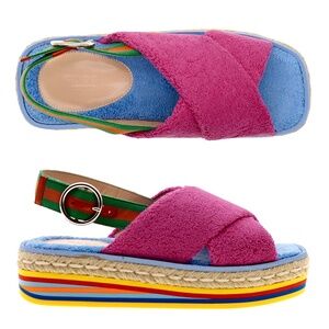 Gucci Terry Platform Sandals Size 37.5 New